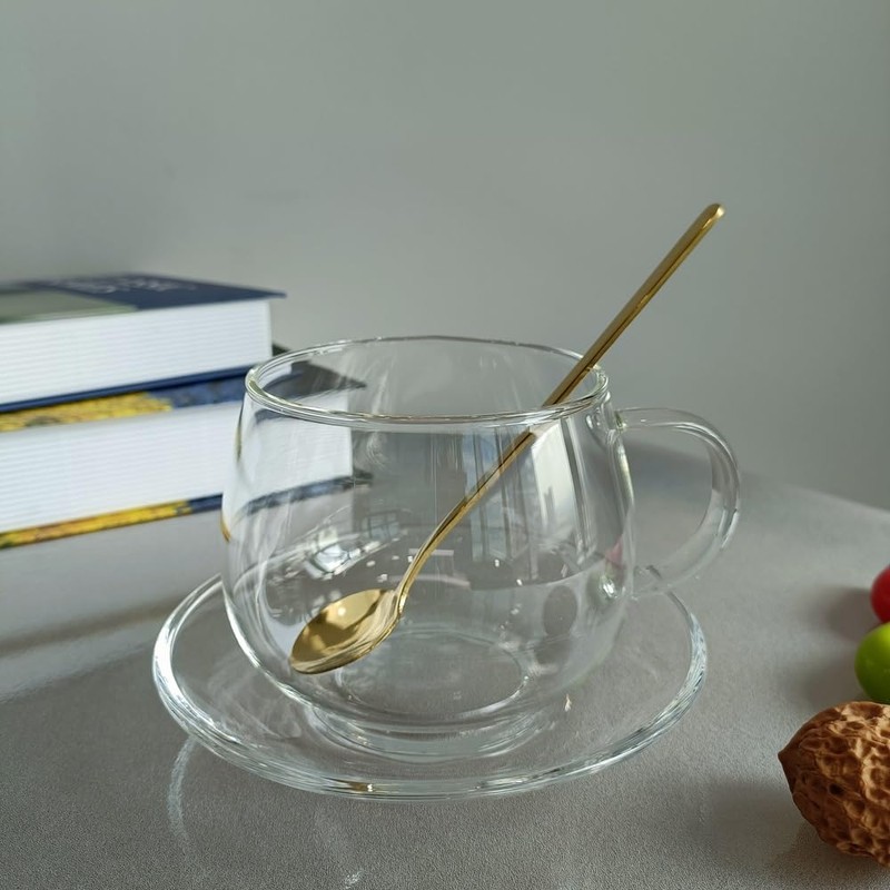 RYHMHA Coffee Cup and Saucer Set, 11.8 oz Large Capacity