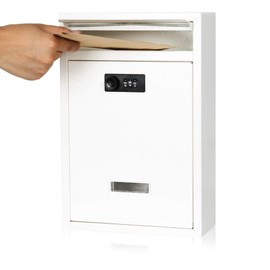 KYODOLED Locking Wall Mount Mailbox,Mail Boxes Outdoor with Combination Lock，Security Key Drop Box,12.4Hx 8.54Lx 3.35W Inches,White Large
