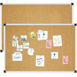 XBoard Cork Board Bulletin Board, 48 x 36 Inch Large Notice Pin Board for Wall with Aluminum Frame, 4' x 3' Tack Memo Board Vision Board for Home School & Office Display - Pack of 2