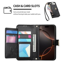 FANFO Umhängetasche Hülle für Doogee Note 58 / Note 58 Pro, Sanft Premium-Leder Klapphülle Geldbörse Handyhülle, Anti-Fall Schutzhülle mit Schulterriemen. Black