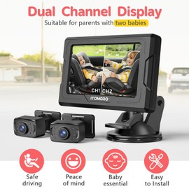 Itomoro Baby Car Camera HD 1080P Dual-Channel Display Car Baby Camera with 2 IR Night Vision Camera, Easily Install 4.3'' Car Camera for Baby with Crystal Clear Wide View for Rear Facing Seat