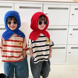 Kids Balaclava Hat for Boys & Girls, Fall Winter Reinforced Cross LF2585 One Size / Kids Balaclava Hat [Blue] 3ea