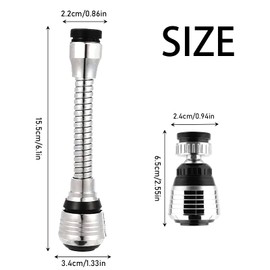ROOBZE 2 Pieces Flexible Tap Aerator Tap Attachment Rotatable Water Saving Tap 360 Degree Tap Aerator Rotating Tap Attachment for Kitchen and Bathroom (Long + Short)