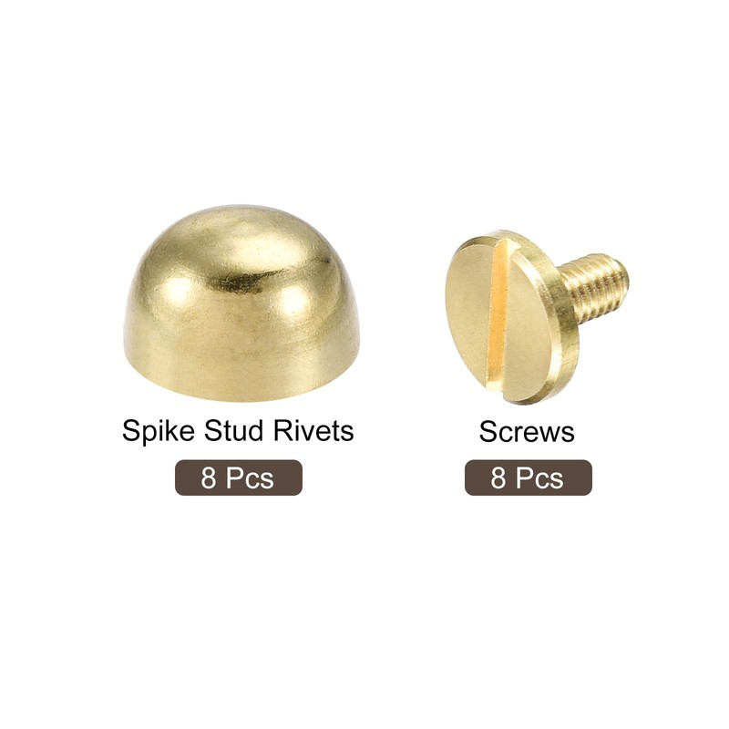 uxcell 10x6mm Round Studs Rivet Purse Handbag Feet Spike Brass
