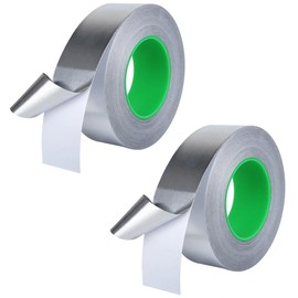 Audiofan, Conductive, Aluminum Tape, Heavy Duty, Heat Resistant, Waterproof, 1.0 inch (25 mm) x 0.004 inch (0.1 mm) Thick x 66.8 ft (20 m), Silver, Set of 2