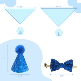 Waghaw Dog Birthday Bandana， Dog Birthday Hat Dog Birthday Gift Birthday Hat for Dog Dog Bow Tie Dog Birthday Party Supplies Dog Birthday Party(Large)