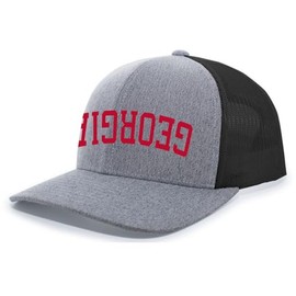 Trenz Shirt Company Mens Upside Down Georgia Football Mesh Back Trucker Hat-Heather Grey/Black