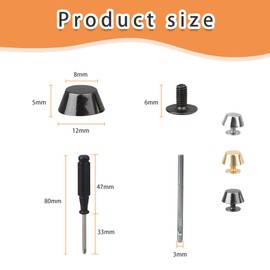 DesertBoy Pack of 60 Pocket Feet Floor Nails for Bags Metal Feet for Bags Handbag Feet Nail Head Round Rivets Feet with Screwdriver and Leather Punch Tool for DIY Luggage Shoes Belt