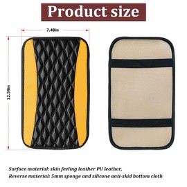 XINLIYA Car Center Console Cushion Pad, Universal Leather Waterproof Armrest Seat Box Cover Protector,Comfortable Car Decor Accessories Fit for Most Cars, Vehicles, SUVs (Yellow)