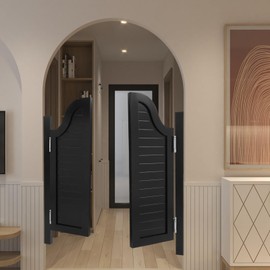 Interior Wood Swing Door, Saloon Doors 27.5inch / 31inch Wide, Modern Swinging Half Door for House Kitchen, Interior Wood Cafe Door with Hardware (Black, 27.5x35in)