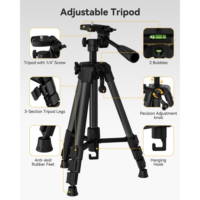 Laser Level with 40” Tripod,100Ft Self-Leveling Green Beam Horizontal and