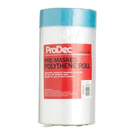 ProDec 180cm x 25m Pre-Masked Polythene Dust Sheet Roll, Dustproof and Waterproof Ideal for Covering and Protecting Floors and Furniture When Painting and Decorating