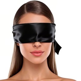 Antifaz de satén para dormir en pareja – Cubre ojos suave y ajustable para adultos, ajuste cómodo para siestas, meditación, viajes y uso nocturno – Ligero y delicado con la piel (Negro)