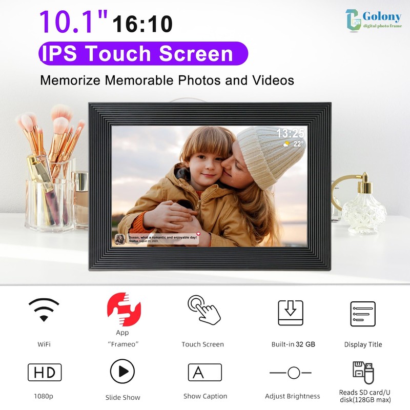 Golony WiFi Digital Photo Frame, 10.1 Inch Digital Photo Frame,