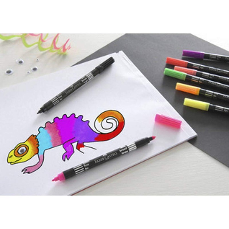 Faber-Castell 151109 - Doppelfasermaler 10er Etui, neon (2x 10er Etui