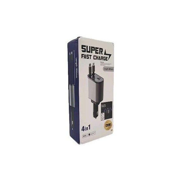 4 in 1 Retractable Super Fast Charge Car Phone Charger
