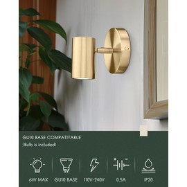Cargifak Gold Wall Sconce, Modern Wall Light Fixture, LED Track Lighting with GU10 Bulb for Bedroom Entryway Bathroom Kitchen, SL4830-1W-BB