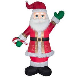 Gemmy Christmas Airblown Inflatable Mixed Media Luxe Santa w/Candy Cane, 8 ft Tall, Multicolored