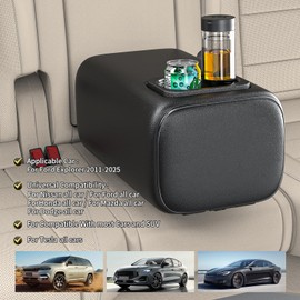 TDOFYH Car Rear Seat Armrest 2 Row Console Box with Cup Holder Universal Arm Rest Backseat Armrest Console Box Second Row Rear Central Armrest Box(Black-No Pocket)