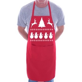 Christmas Reindeer Santa BBQ Cooking Funny Novelty Apron Red