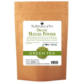 The Republic of Tea Organic Japanese Matcha Green Tea Full-Leaf Powder, 16 Oz Bag | Steeps 200 Cups