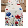 Independence Day Table Runner Red and Blue Flowers Table Runners