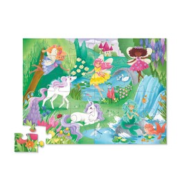 Crocodile Creek 36-Piece Jigsaw Floor Puzzle - Fun Floor Puzzles for Kids Ages 3-5 - Heavy-Duty Shaped Box for Storage - Magical Friends - 24" W x 18" H Finished