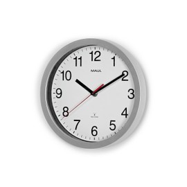 Maul MAULrun Wall Clock, Diameter 25 cm, Stylish Radio-Controlled Clock with Automatic Time Setting, Ideal for Living Room, Bedroom, Kitchen, Study and Office, Easy to Read with Large Numbers, Silver
