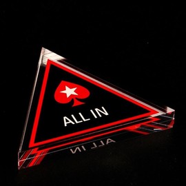 All in Poker Button Triangle All in Poker Button, Black and Red, Acrylic Glass, Stars, Red Spades