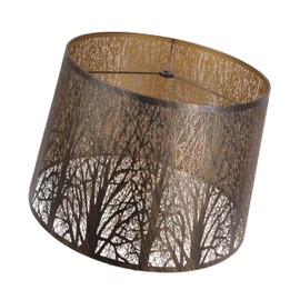Large Metal Lampshade Forest Pattern Etching Lamp Shade 12'' Top × 14'' Bottom × 10" Height Fits For Table Lamps and Floor Lamps Spider Fitter Bronzer