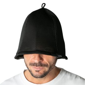 14+ ICHIYON PLUS 103497 Men's Sauna Hat, Mesh, Large, Women's, Compact, Machine Washable, Includes Bag, Deep, Large Size, Black