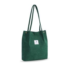 YZROHYI Fabric Tote Bag, Corduroy Large Bag, Shopper Shoulder Bag, Fabric, Fabric Bag for Hanging, Canvas Shoulder Bag, Women's Tote Bag, Shoulder Bag, School Handbag, Work, dark green