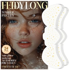 FeidyLong Glitter Freckles, 24 PCS Gold Face Glitter Makeup Accessories, Face Glitter Tattoos Makeup Patches for Women, Fake Freckles for Festival Rave
