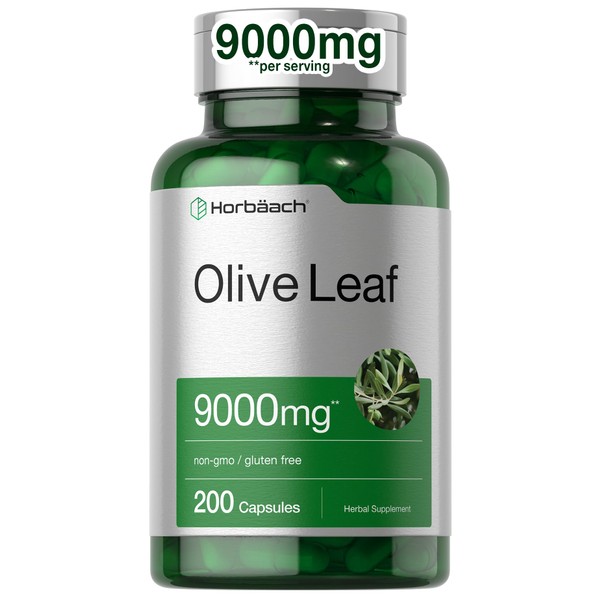 Horbäach Olive Leaf Extract Capsules 9000mg | 200 Count |