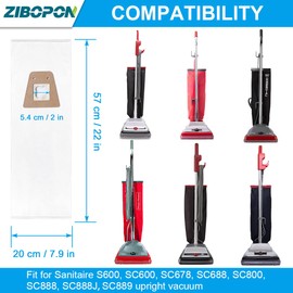 Zibopon ST Vacuum Bags Compatible with Sanitaire S600 SC600 SC678 SC688 SC800 SC888 SC888J SC889 Series Commercial Upright Vacuum Cleaner(8 Pack)