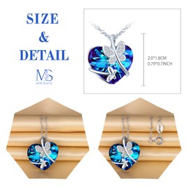 MICSAVI Butterfly Jewellery Set 925 Silver Women's Heart Necklace and Earrings Set with Butterfly Made of 925 Sterling Silver and Crystal for Women Mother and Child, Stone Sterling Silver Stone Sterling Silver Crystal zirconia, Crystal
