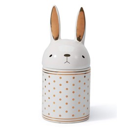 HAUCOZE Cookie Jar Jewelry Snack Tray Rabbit Sculpture Decor Table Centerpiece Crafts Home Gifts Ceramic Arts 8.1inch