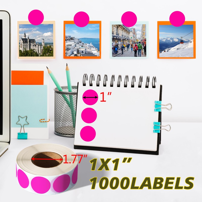 PARLAIM 1 Inch Round Permanent Adhesive Color-Code Dot Stickers,1000 per
