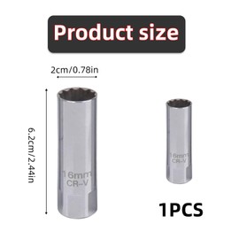 1 Pcs 16mm Spark Plug Socket,Thin Wall 16mm Socket,Universal Mini Metal Spark Plug Socket,12 Point Spark Plug Removal Tool,3/8-Inch Magnetic Removal Tool,for Most of Car and Motorcycle