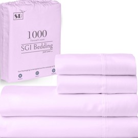SGI bedding Luxury 4 Piece Egyptian Cotton Sheets King Size - 1000 Thread Count, 100% Cotton Sheets, 15" Deep Pocket Sheet Set, Breathable, Soft and Premium Cotton - Lilac