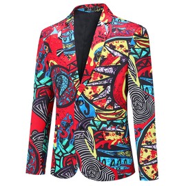 Cloudstyle Mens Casual Blazer Floral Printed 1 Button Notched Lapel Tux Jacket Sport Coat