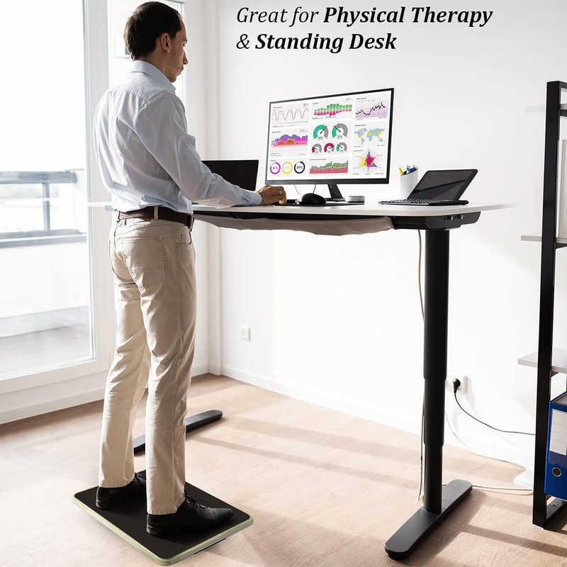 17.5” Wooden Rocker Board for Balance Exercises (Black)