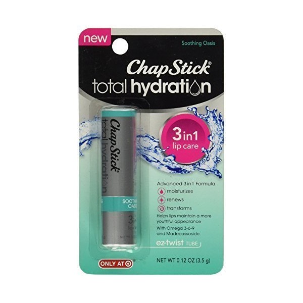 ChapStick Total Hydration 3-in-1 Lip Care Soothing Oasis 0.12 oz (Pack of 3)