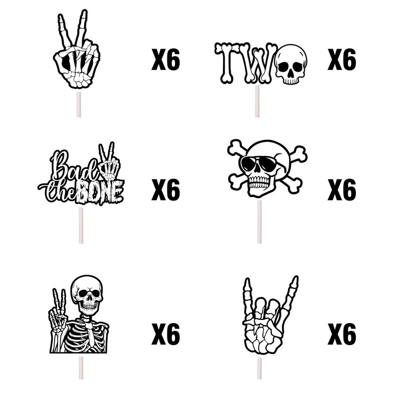 36Pcs Bad Two The Bone Cupcake Toppers Bad 2 The