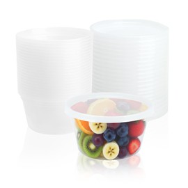 APOMOONS Pack of 24 Plastic Containers with Lids, Reusable Storage Cups for Food, Leak-Proof Storage Containers for Soups, Deli Cups for Food Preparation