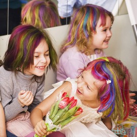 Navaris Children's Hair Chalk Hair Colour for Hair - 8 Hair Colours for Girls and Boys - Chalk Set for Strands - Water-soluble Washable