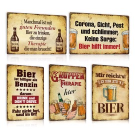 Set of 5 Tin Signs Funny Saying Retro Metal Sign 20 x 30 cm Vintage Sign for Bar Club Pub