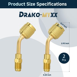 2Pcs A2L R-32 R-454B Adapter, 1/4" Left-Hand Female to 1/4" Right-Hand Male Flare Fittings, for R-32/R-454B A2L Refrigerant LH Tanks and RH Service Hose, Brass HVAC Charging Adapter (45° × 2)
