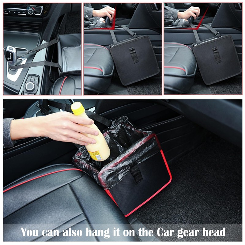 carleef Hanging Car Trash Can,Foldable & Leak-Proof Car Trash Bin