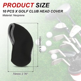 PATIKIL Golf Club Head Cover, 10 Pcs Number Golf Club Irons Covers Neoprene Driver Headcover Golf Lovers Gifts for Men Women, Black